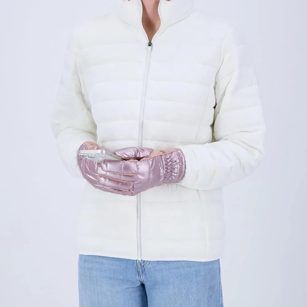 Women's New Blush Water Repellent Sleekheat Gloves Touchscreen Iridescent Flip